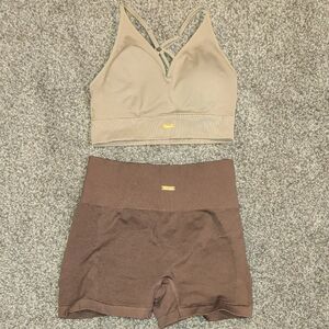 Freesought Women's Brown Sports Bra And Briefs Set